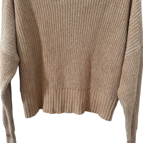 J. Crew Ribbed Funnelneck Sweater in Linen-Cotton Blend in Soft Khaki Bone Sz M - Picture 6 of 11